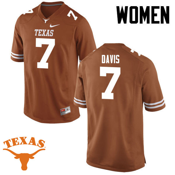 Women #7 Antwuan Davis Texas Longhorns College Football Jerseys-Tex Orange